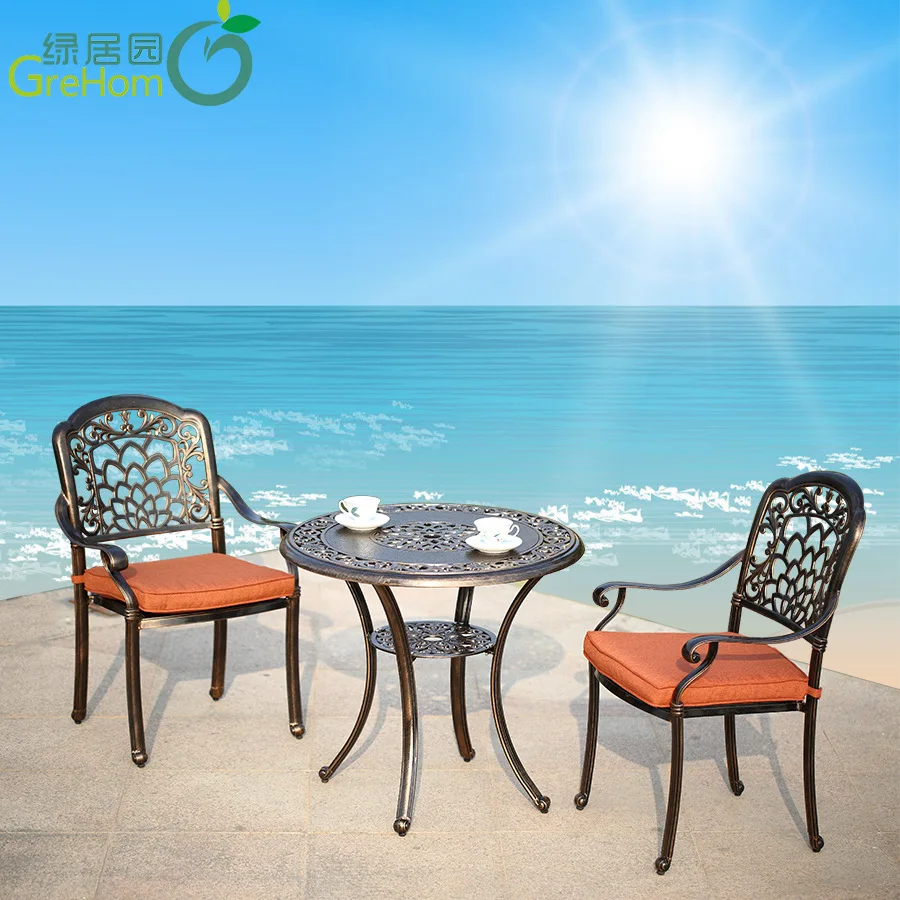 

Европейские чугунные алюминиевые столы и стулья для улицы, балкона, железа, балкона, двора, набор из трех или пяти предметов