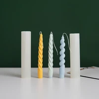 3d twisted long brush holder silicone candle mould diy candlelight dinner rotating screw rod candle making supplies