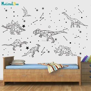 Геометрические наклейки на стену в виде динозавра, многоугольные, Т-Рекс, созвездия, звезды, самодельные наклейки, Съемные Фрески, виниловые наклейки YT5555