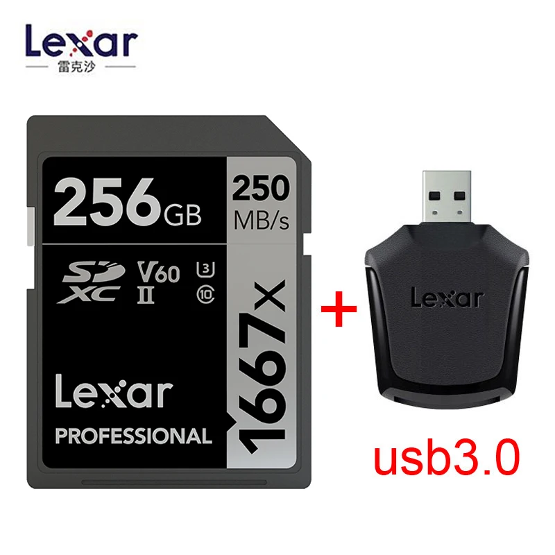Lexar 1667x SD карта для чтения 250 МБ/с./с 64 Гб 128 ГБ 256 ГБ SDXC UHS-II U3 флэш-карта памяти для 3D 4K цифровой камеры оригинальная