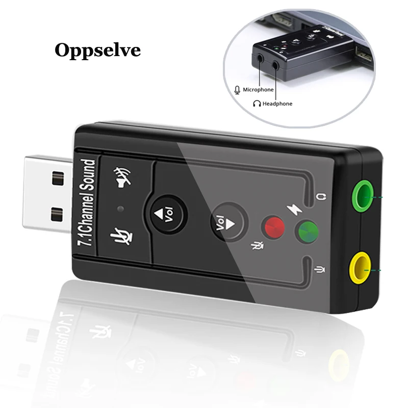 Внешняя звуковая карта USB Oppselve 7 1 адаптер аудио 3D к 3 5 мм микрофону динамику