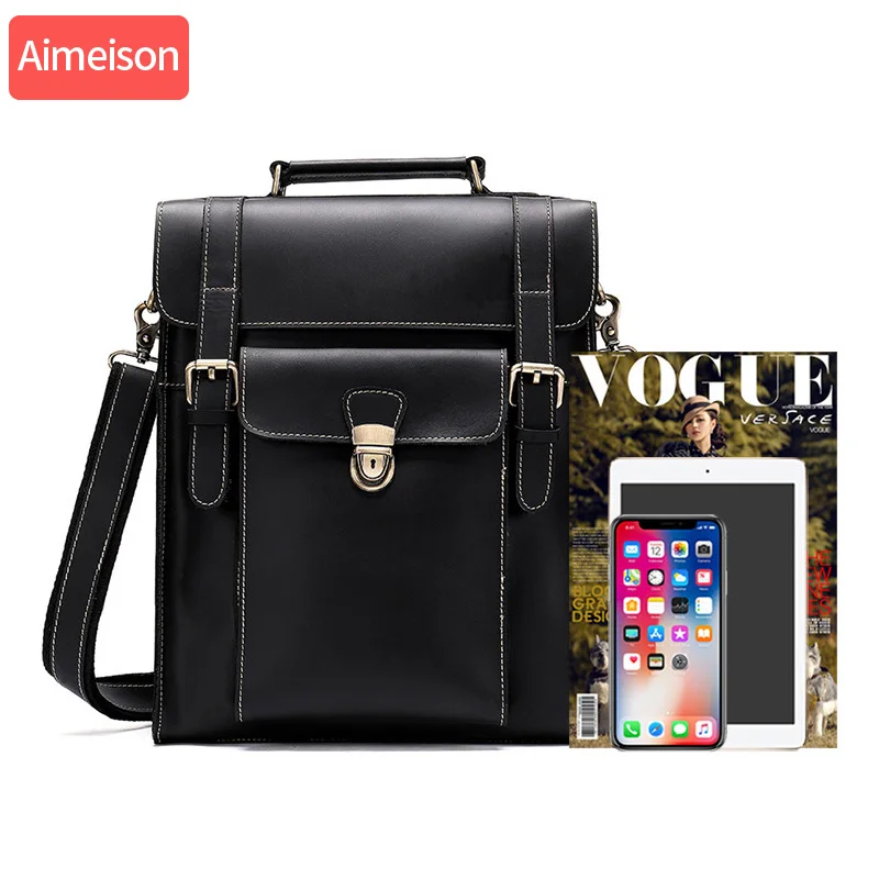 Aimeison Genuine Leather real leather laptop bag business Cowhide Men Crossbody Bag Men's Travel briefcase | Багаж и сумки