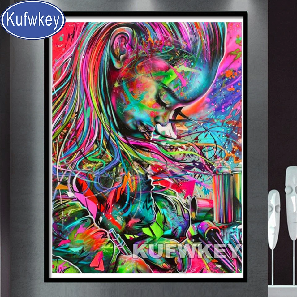 

5D Diamond Painting Sexy Graffiti Woman Pictures Full Round/Square 3D Cross Stitch Kits Portrait DIY Diamond Embroidery Gift