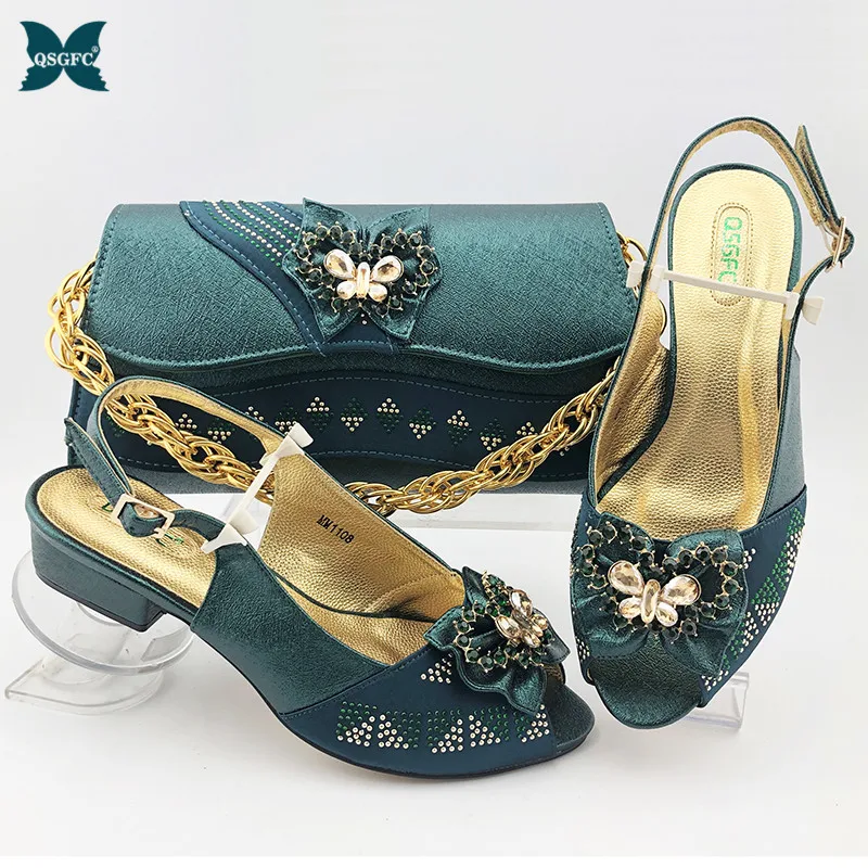 2020 модная зеленая искусственная кожа украшенная стразы подходящий итальянский