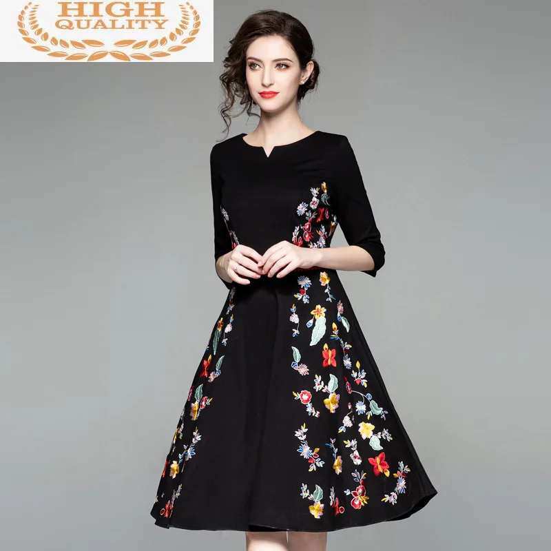 

Элегантные вечерние платье в ретро стиле, женская одежда с вышивкой Женские платья весенние черные миди женское платье 2021 размера плюс Vestidos...