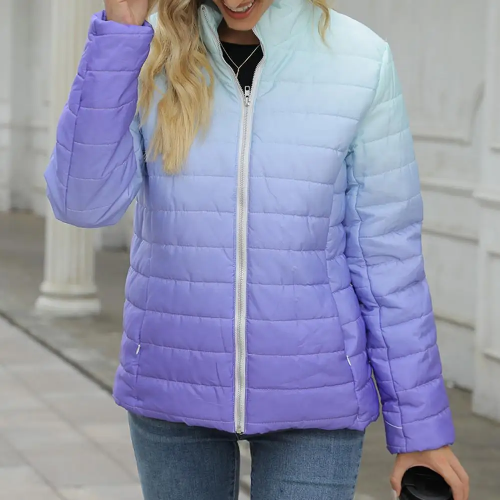 

Autumn Winter Chic Gradient Color Women Coat All-Match Women Coat Long Sleeve for Daily Wear