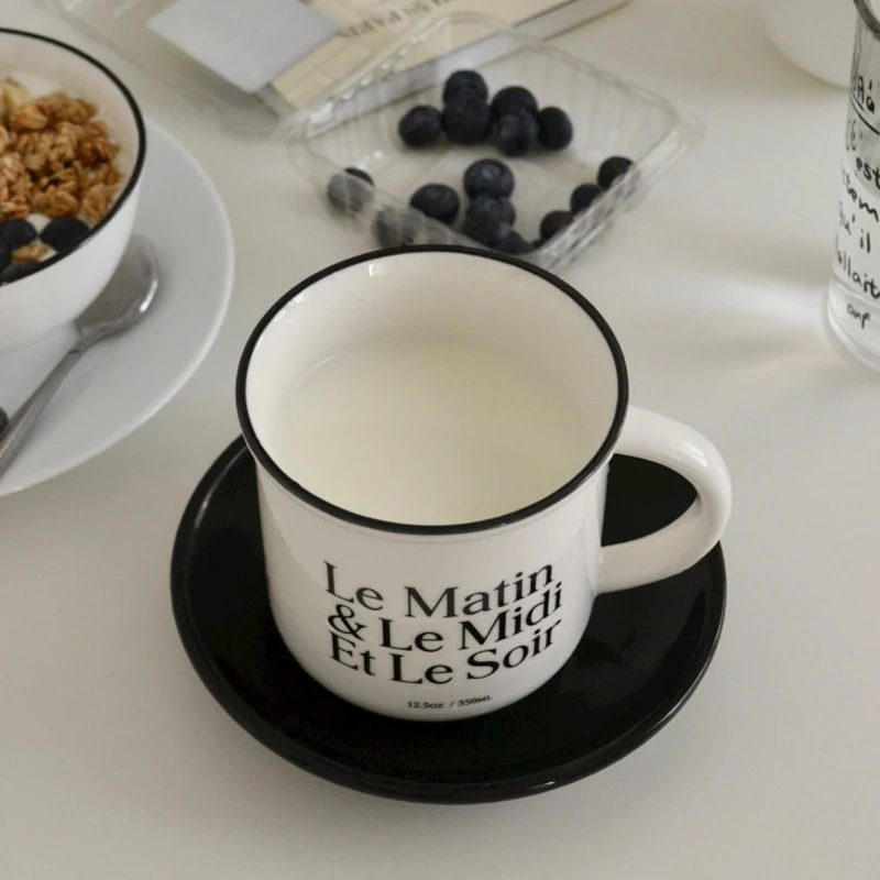 Креативные керамические кофейные чашки с буквенным принтом для завтрака молока