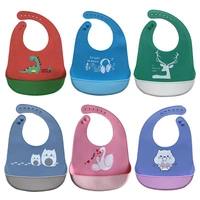 cartoon dual color baby bibs waterproof soft silicone cute newborn feeding saliva towel adjustable burp cloths accessories h9ef