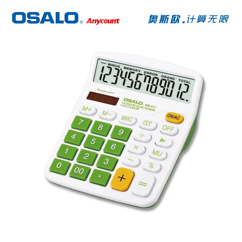 OS 837VC OSALO Настольный калькулятор ABC12 цифровой дисплей Солнечная энергия Двойной