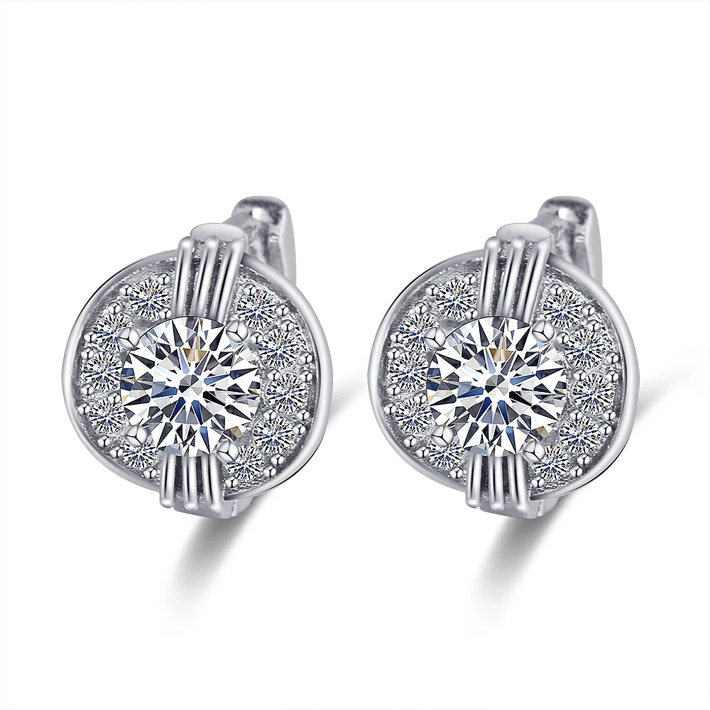Silver Earring Классические серьги-кольца из розового золота для женщин, изысканные серьги с кристаллами, новые модные свадебные ювелирные изделия для женщин - Окраска металла: Silver Earring