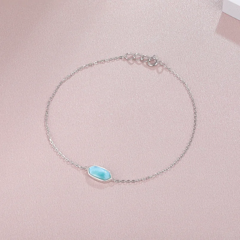 Ювелирные изделия Шарм стерлингового серебра 925 пробы Ларимар женский браслет