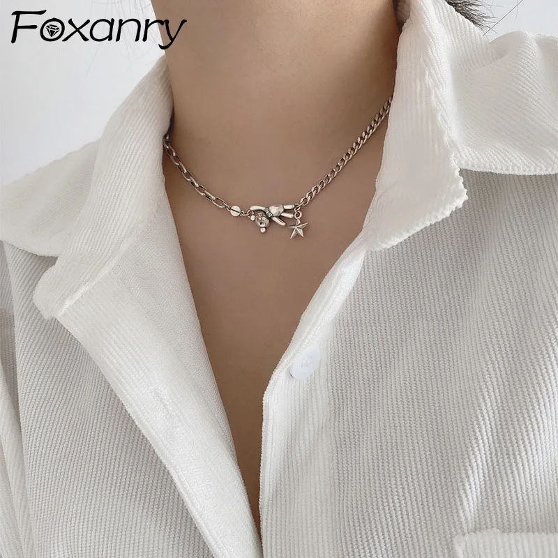 

Ожерелье Evimi из стерлингового серебра 925 пробы с цепочкой до ключиц для женщин, модное винтажное дизайнерское украшение для вечеривечерние, ...