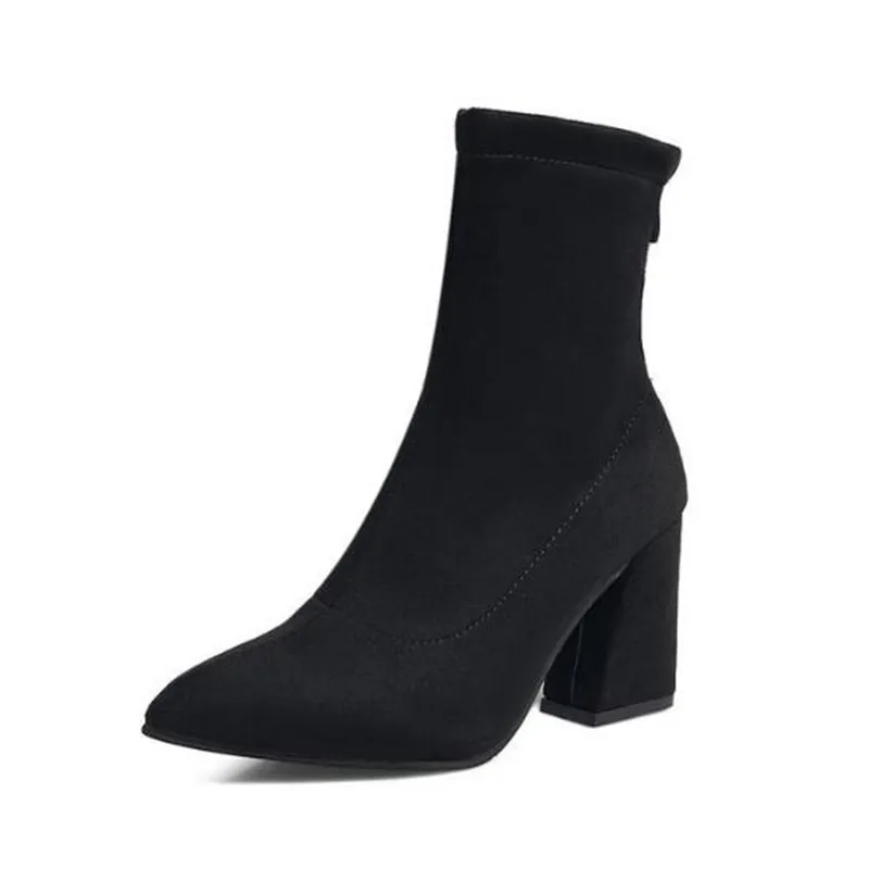 

Fashion Women Ankle Boots Thick Heels Shoes Female Newest Pointed Toe Ladies Shoe Brand 2020 Boot Woman Zipper Super High