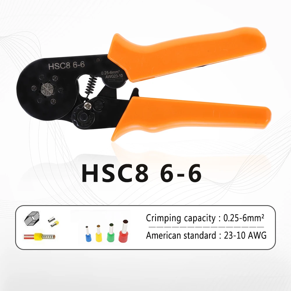 HSC8 6-4A 6-6 трубчатые обжимные инструменты Мини Электрические плоскогубцы 23-7AWG 6-4A/6-6A