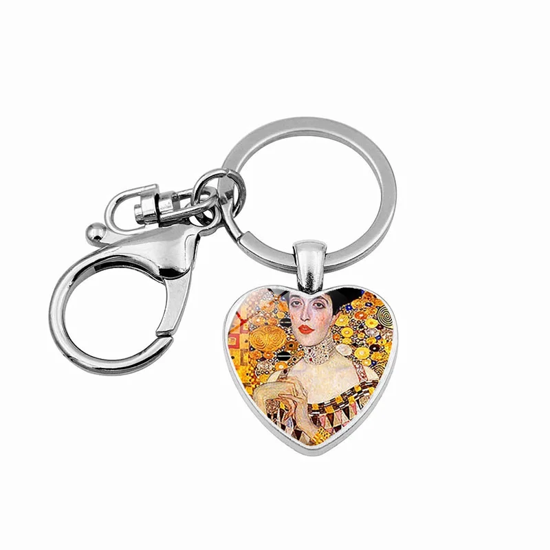 FIMAODZ Gustav Klimt брелок с поцелуем в форме сердца стеклянный кристалл винтажный