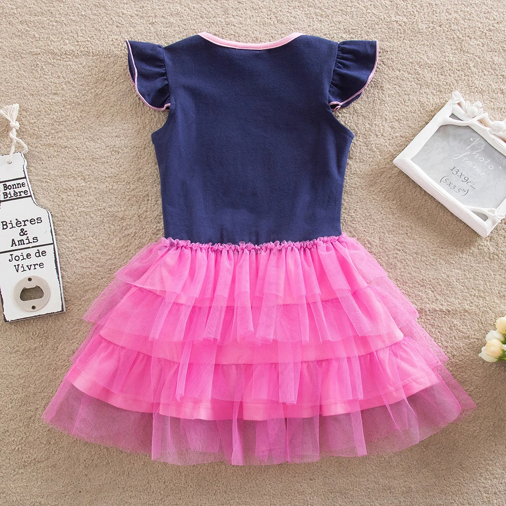 Dxton 2019 Kids Dress for Girls Butterfly Print Summer Flare Sleeve Girl Toddler Birthday Costum Children Clothes | Детская одежда и