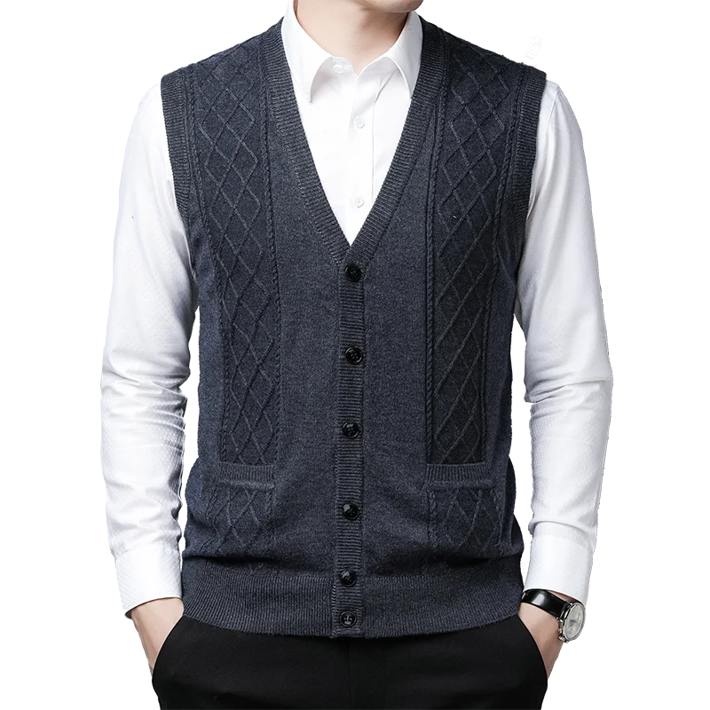 Высококачественный мужской свитер кардиган осенний модный с узором в виде