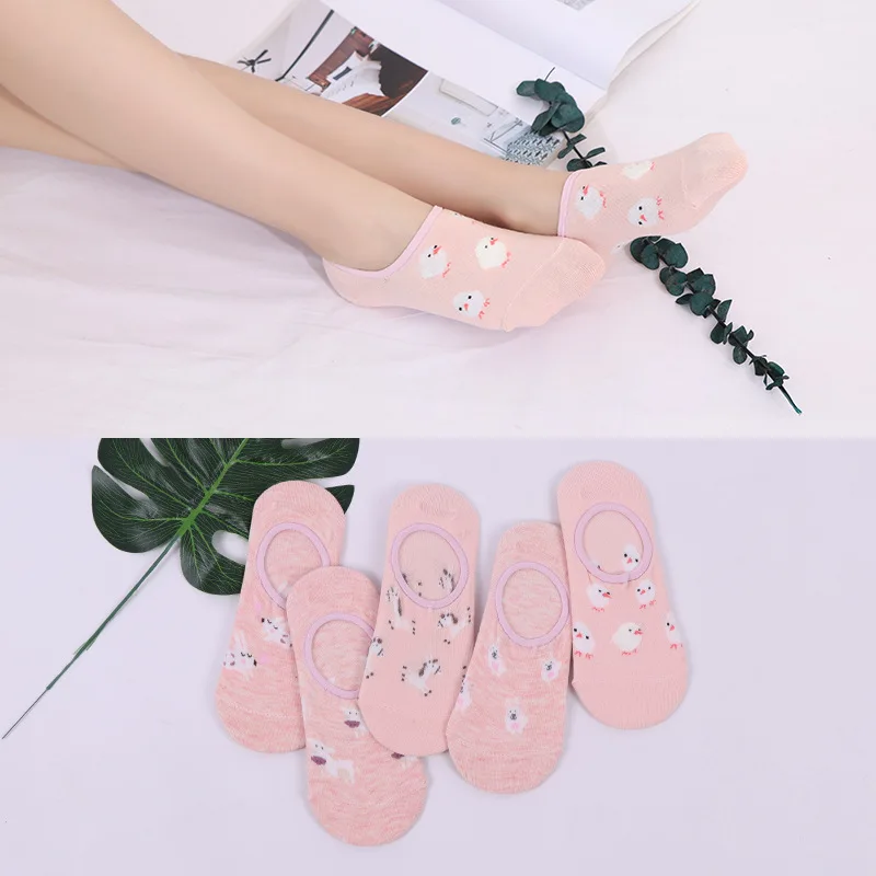 Японские модные силиконовые противоскользящие женские розовые носки в стиле