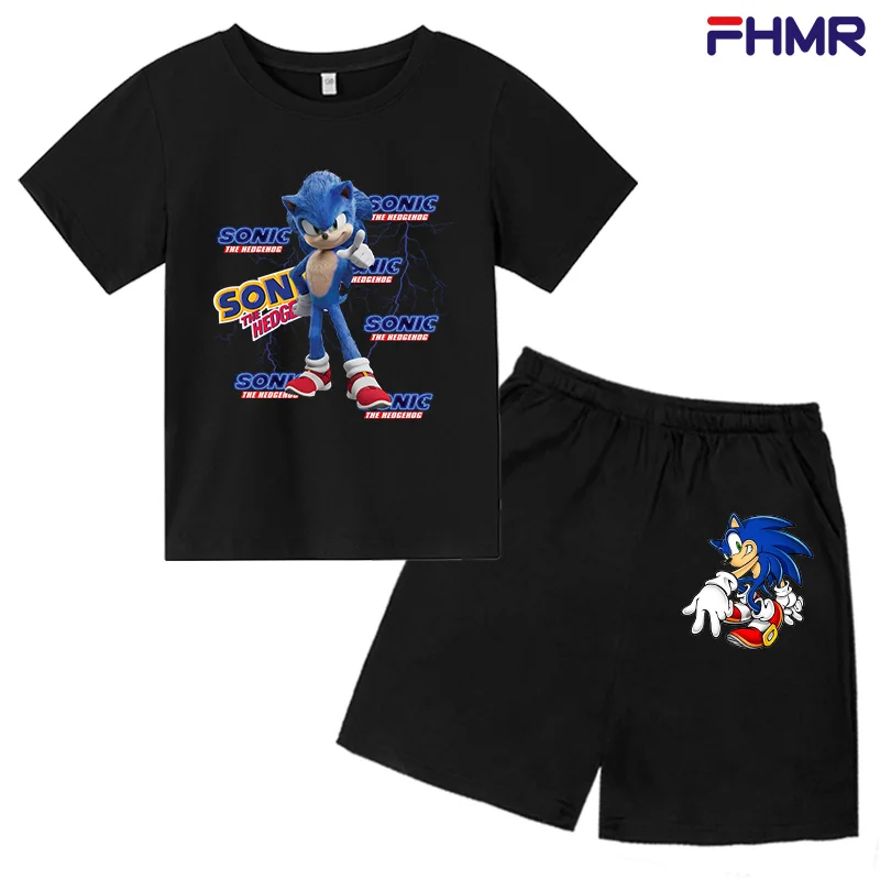

2021 New Girls and Boys Clothes Suits Printed Tops T-shirts + Printed Shorts Suits Children and Kids Clothing 4-14 Years Old