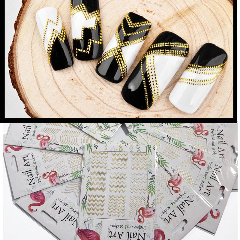 

1pc 3D Nail Art Decals Nail Stickers - Approx. 9X13cm Sticker - Metal Studs Nail Stickers 3D Water Decals Nail Transfer 7-NGZ-19