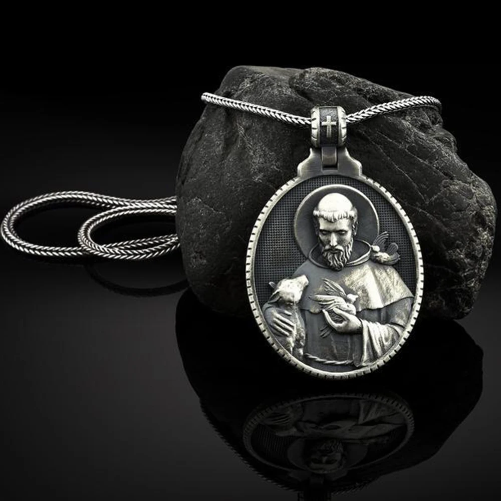 

Christian St Francis Medal pendant religious belief Catholic men's Pendant Necklace Pendants and necklaces