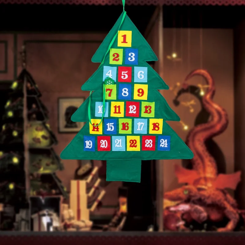 1pc Christmas Advent Calendar Decorations Christmas Tree Calendar Creative Decorative Artificial Craft Hanging Ornament