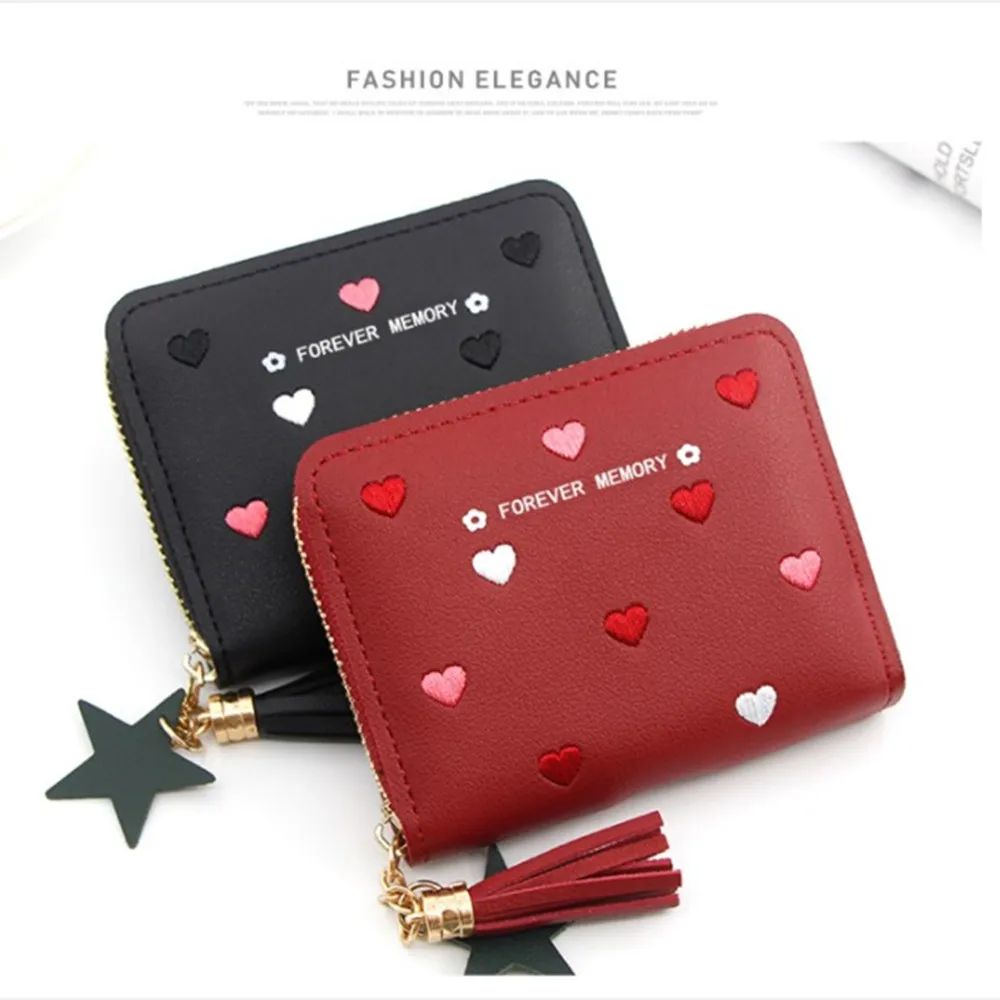 

2021 New Fashion Forever Memory Pu Leather Tassel Short Women Wallet Cute Print Female Card Holder Coin Purse For Girl Gift