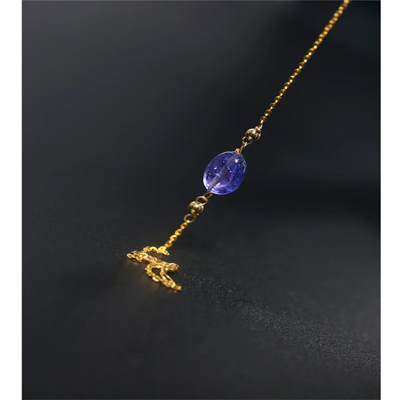 DAIMI Простой браслет с танзанитом женский желтый 18K золото цветные драгоценные