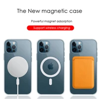 2022 new magnetic adsorption clear phone case for iphone 13 12 pro max mini wireless charging magnet scratch proof hard covers