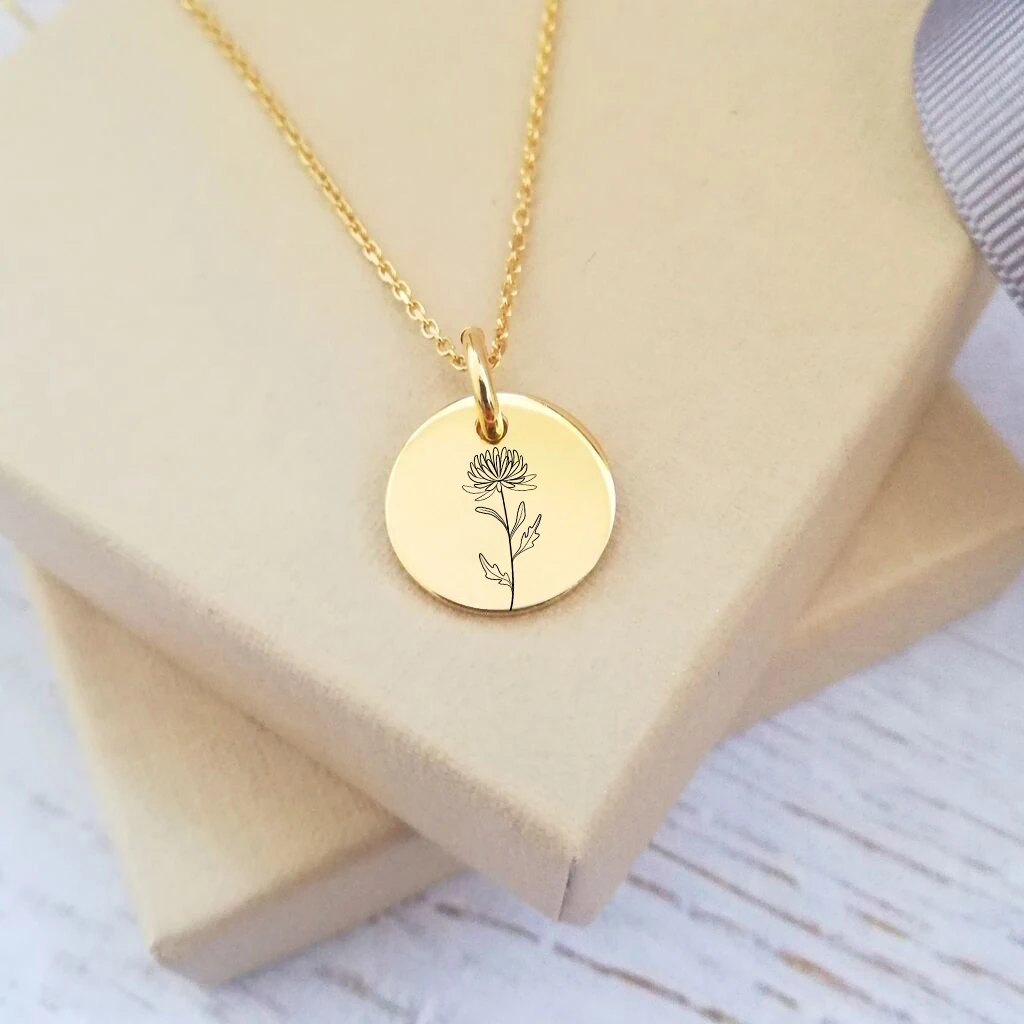 Birth Month Flower Necklace 3 Color Stainless Steel Material Clipart Flora For Women Gift | Украшения и аксессуары