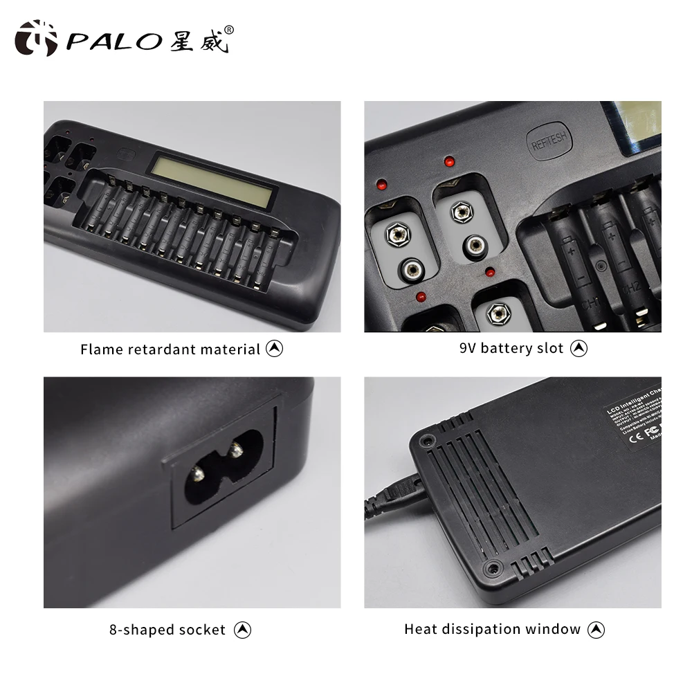 PALO 9V зарядное устройство для Ni-MH NI-CD Li-Ion 9V батарея AA AAA зарядное устройство для Ni-MH NI-CD 1,2 V аккумуляторные батареи