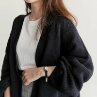 autumn chic women cardigans sweater long sleeve loose girls knitted short coat causal solid korean tops 2021