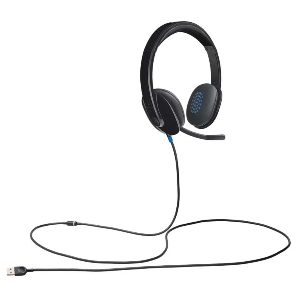 Logitech H540 On-Ear Stereo Headphones With Mic HD Sounds USB Connection Noise Canceling Microphone Volulme Control Buttons 981-000480 |