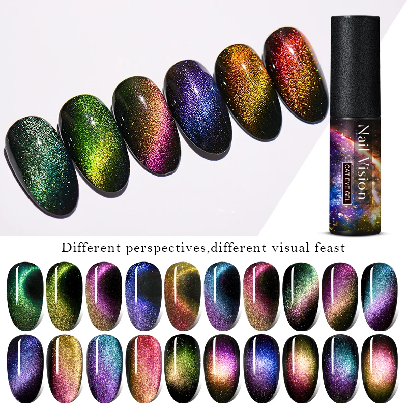 Nail Vision 5 мл Гель-лак для ногтей с эффектом «кошачий глаз» лак Хамелеон для использования с магнитом УФ Гель-лак для ногтей Фиолетовый Синий замочить от УФ светодиодный Гель-лак для ногтей