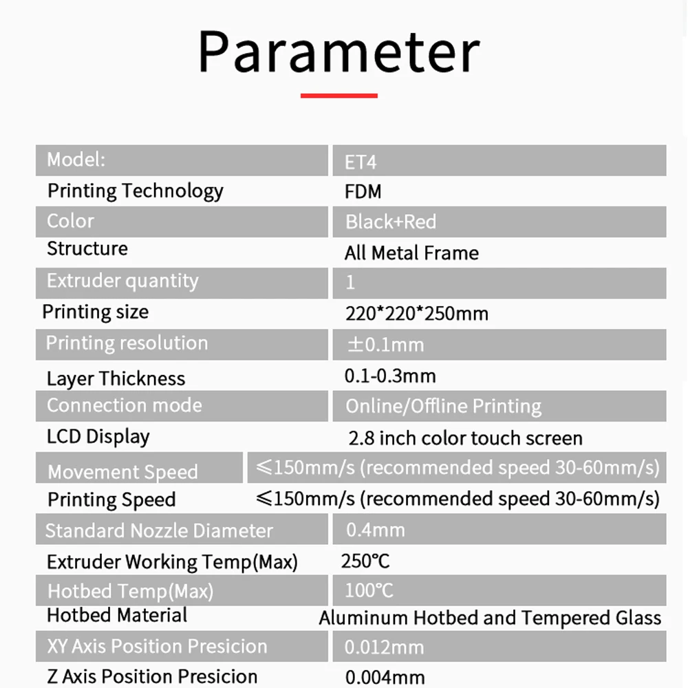Новое поступление Anet ET4 2,8 ''сенсорный металлический каркас быстрый нагрев DIY 3d принтер 25 точек автоматическое выравнивание