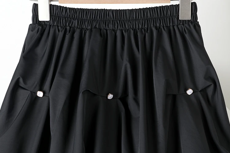 

2021 New Summer Women Solid Color Pleated Skirt Japan Style Mori Girl Loose Casual Mid-length Skirts