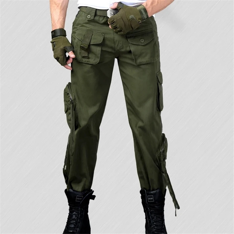 

Hiking Pants Overalls Male Mens Army Clothing Tactical Pants Military Work Wear Many Pocket Combat Army Style Straight Trousers