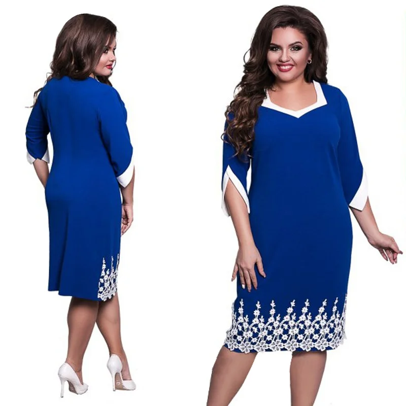 Летние Стильные офисные женские платья больших размеров повседневные свободные