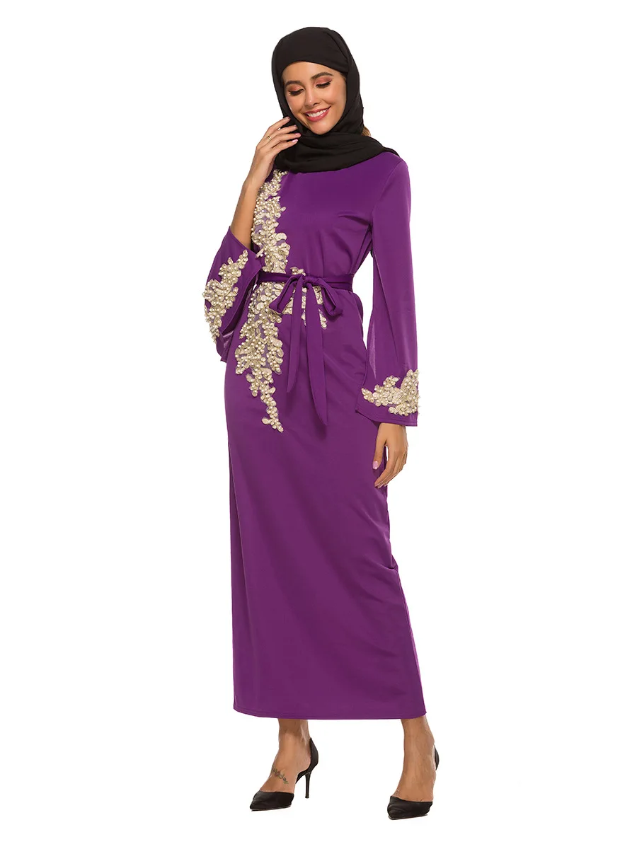 Abaya Дубай мусульманский хиджаб вышивка Макси платье Турция кафтан ислам одежда