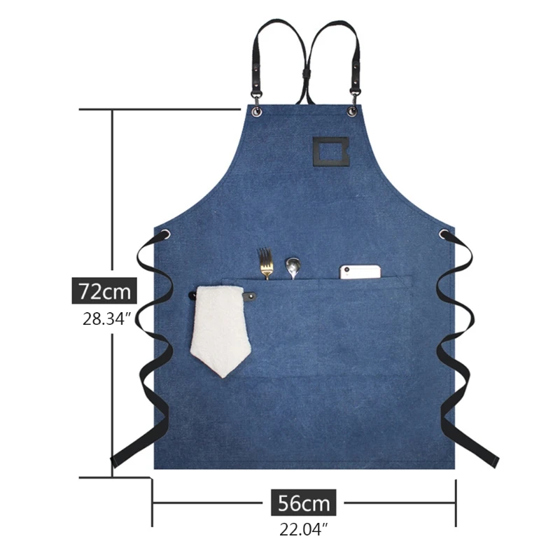 

Waterdrop Resistant Canvas Bib Chef Apron with Pockets Wood Craftsman Artisan Waiter Painting Work Clothes Apron