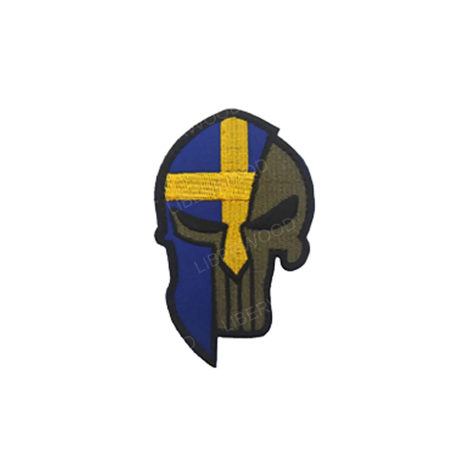 Sweden Spartan Каратель Спартанский череп шлем Россия Американский Израиль Канада Испанский Великобритания Чешский Немецкий флаг патч тактический боевой дух нашивки значки - Цвет: Sweden Spartan