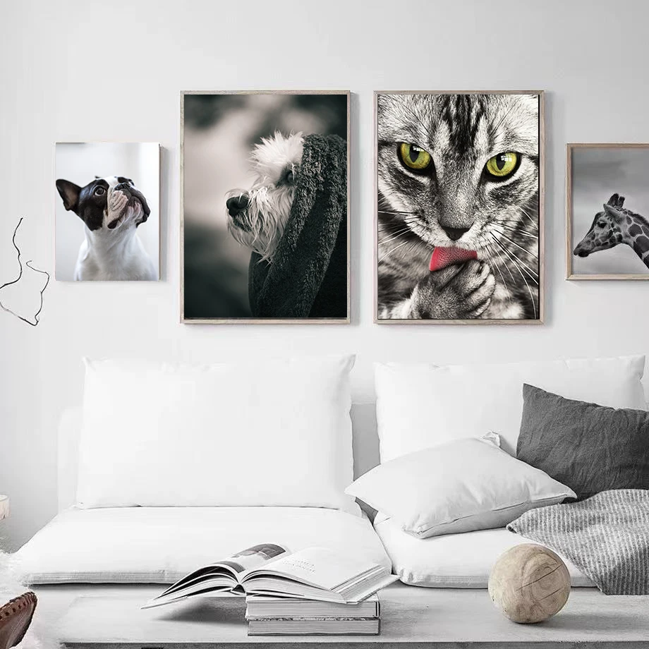 Скандинавский современный минималистский плакат с милыми кошками и собаками