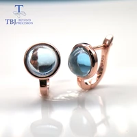 natural sky blue topaz clasp earrings 925 sterling silver simple design rose gold earrings fine jewelry for girl daily wear