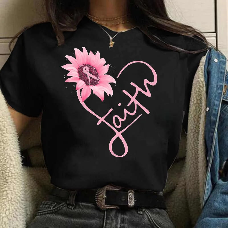 

Женские топы Maycaur с принтом в виде ромашки и сердечек, модная футболка с круглым вырезом и мультипликационным графическим рисунком, женская ...