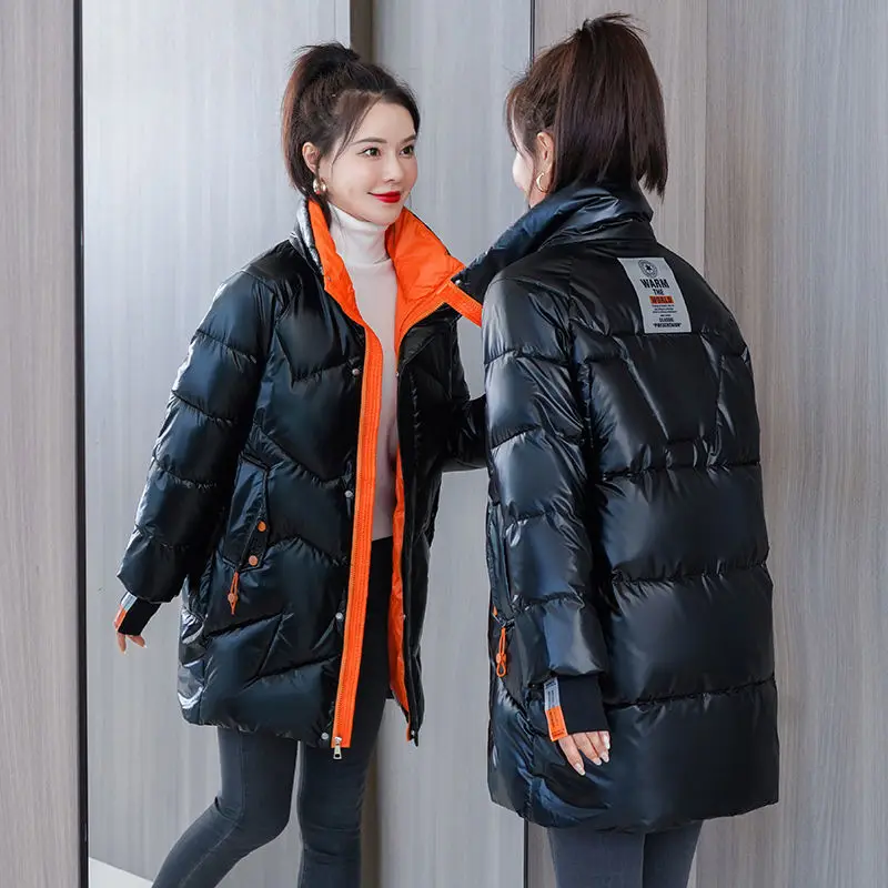 

Зимняя женская куртка Kawaii, пальто, хлопковая подкладка, воротник-стойка, пуховики, толстые свободные модные пальто 2021 F, Мужские средней длин...
