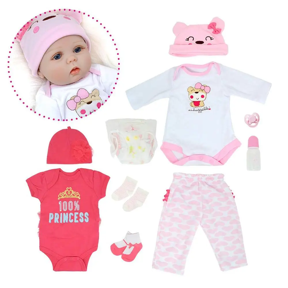55 см Reborn Baby Doll Girl 2 наряды силиконовый виниловый светильник для новорожденных Розовый и темно-розовый