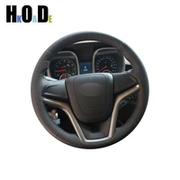 car steering wheel cover for chevrolet cruze 2009 2014 aveo 2011 2014 holden cruze 2010 diy hand stitched black genuine leather