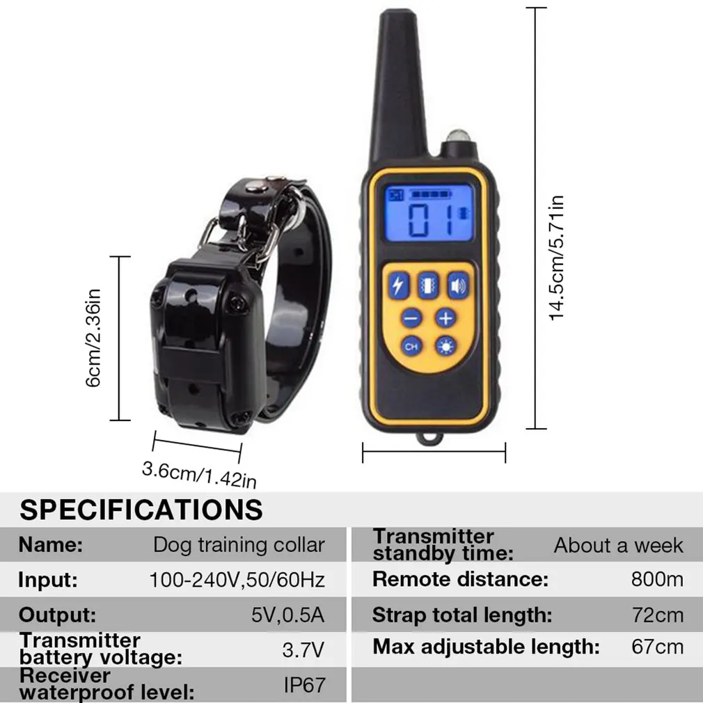 

Remote Control Dog Collar Pet Voice Control Bark Arrester 880-2 Double Black Leash Belt Built-in Battery