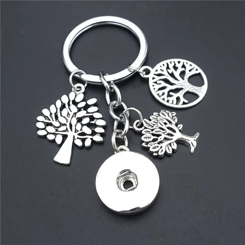 

Life Trees Keyrings Metal 18mm Snap Buttons Keychains Women Men Jewelry Gift