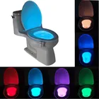Умный ночник на сиденье унитаза с пассивным инфракрасным датчиком движения, 8 цветов, водонепроницаемый светильник с подсветкой для унитаза, светодиодная лампа, светильник для унитаза